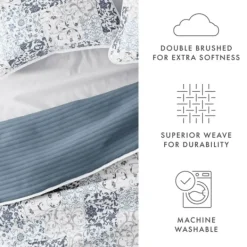 Quilts-Kirkland's Home Blue Patchwork Reversible 3-Pc. King Quilt Set Blue/White/Gray