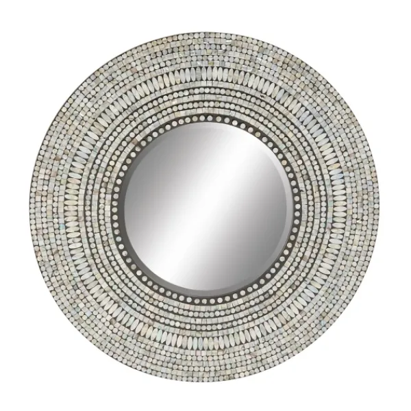 Decorative Mirrors-Kirkland's Home Blue Pear Mussel Shell Frame Coastal Wall Mirror