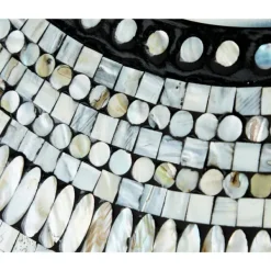 Decorative Mirrors-Kirkland's Home Blue Pear Mussel Shell Frame Coastal Wall Mirror