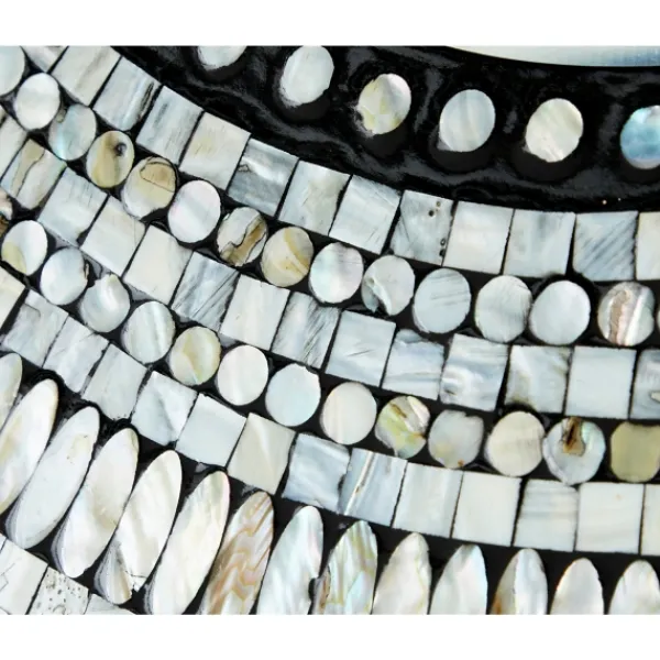 Decorative Mirrors-Kirkland's Home Blue Pear Mussel Shell Frame Coastal Wall Mirror