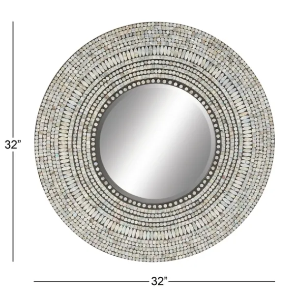 Decorative Mirrors-Kirkland's Home Blue Pear Mussel Shell Frame Coastal Wall Mirror