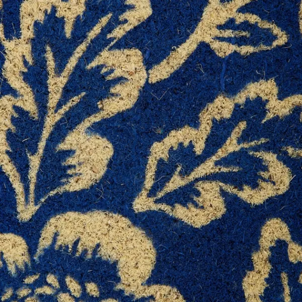Doormats-Kirkland's Home Blue Peonies Coir Doormat Blue/Tan