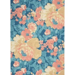Outdoor Rugs-Kirkland's Home Blue Poppies Floral Outdoor Area Rug, 5X7 Blue/Yellow/Orange