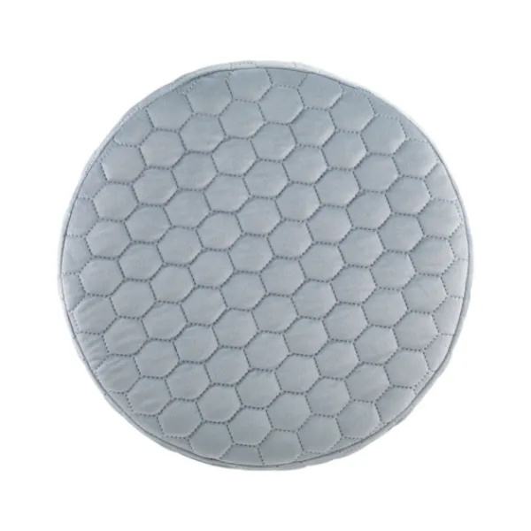 Benches & Ottomans-Kirkland's Home Blue Quilted Honeycomb Ottoman Blue/Gray