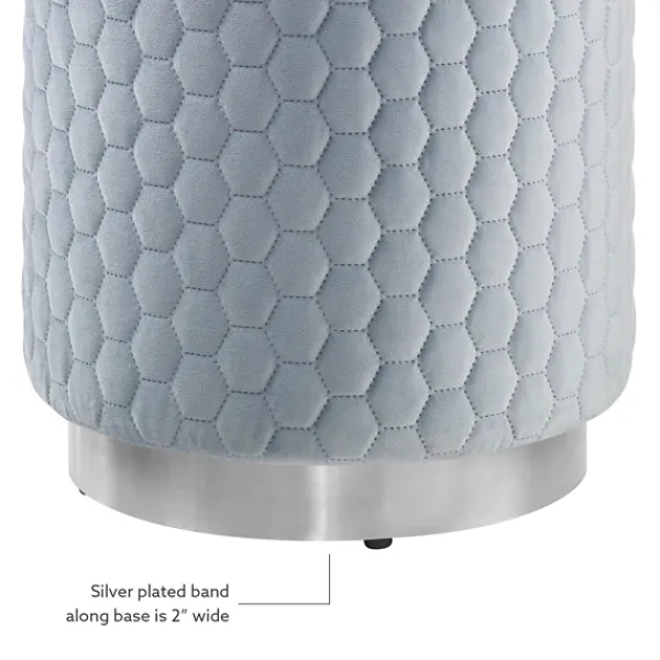 Benches & Ottomans-Kirkland's Home Blue Quilted Honeycomb Ottoman Blue/Gray