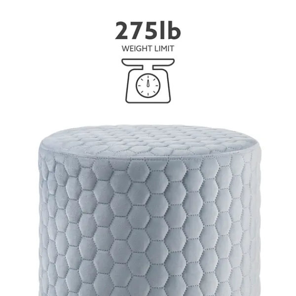 Benches & Ottomans-Kirkland's Home Blue Quilted Honeycomb Ottoman Blue/Gray