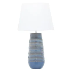 Table Lamps-Kirkland's Home Blue Ribbed Stoneware Table Lamp White