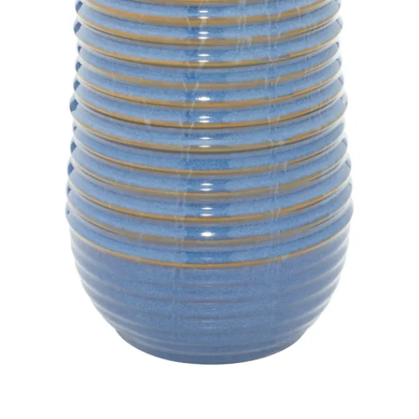 Table Lamps-Kirkland's Home Blue Ribbed Stoneware Table Lamp White