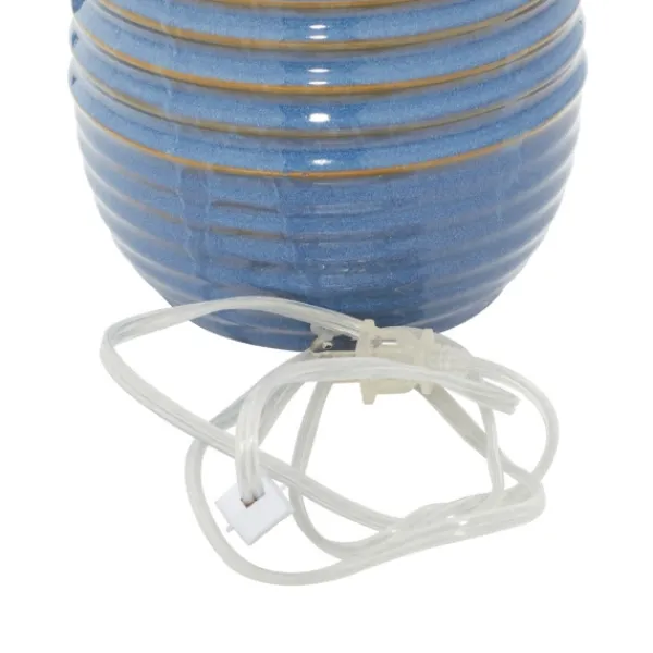 Table Lamps-Kirkland's Home Blue Ribbed Stoneware Table Lamp White