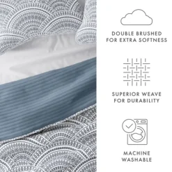 Quilts-Kirkland's Home Blue Scalloped Reversible 3-Pc. King Quilt Set Blue/White