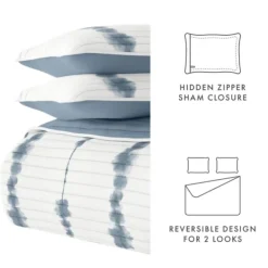 Quilts-Kirkland's Home Blue Shibori Reversible 3-Pc. Queen Quilt Set Blue/White