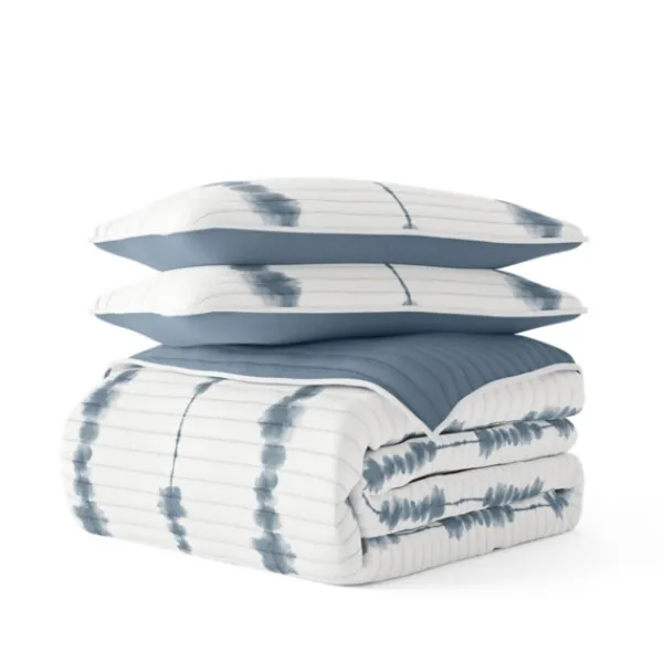 Quilts-Kirkland's Home Blue Shibori Reversible 3-Pc. King Quilt Set Blue/White