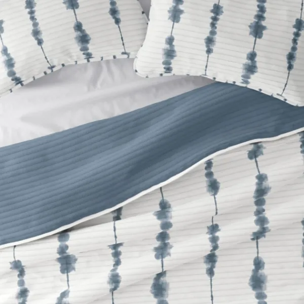 Quilts-Kirkland's Home Blue Shibori Reversible 3-Pc. King Quilt Set Blue/White