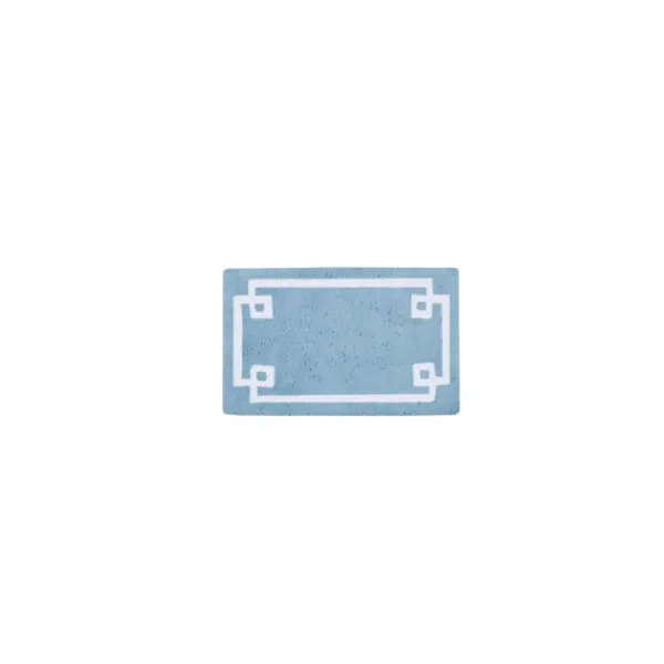 Bathroom Rugs-Kirkland's Home Blue Simple Trim Cotton Tufted Bath Mat, 30 In. Blue/White