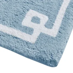 Bathroom Rugs-Kirkland's Home Blue Simple Trim Cotton Tufted Bath Mat, 30 In. Blue/White