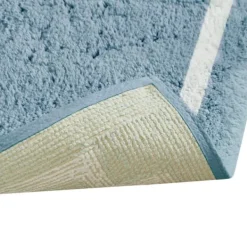 Bathroom Rugs-Kirkland's Home Blue Simple Trim Cotton Tufted Bath Mat, 30 In. Blue/White