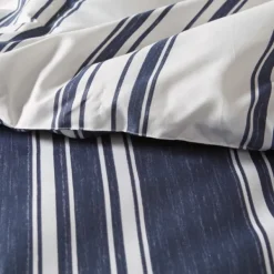 Duvets-Kirkland's Home Blue Stripe Reversible 3-Pc. Queen Duvet Cover Set Blue/White