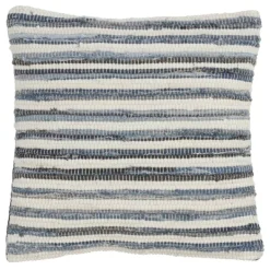 Pillows-Kirkland's Home Blue Striped Textured Denim Pillow Blue/White