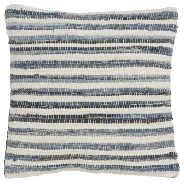 Pillows-Kirkland's Home Blue Striped Textured Denim Pillow Blue/White