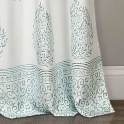 Curtains & Drapes-Kirkland's Home Blue Teardrop Leaves Curtain Panel Set, 84 In. Blue/White