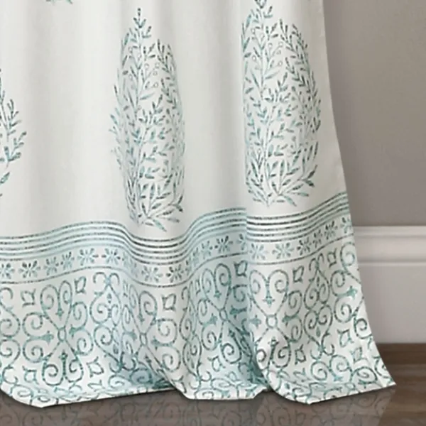Curtains & Drapes-Kirkland's Home Blue Teardrop Leaves Curtain Panel Set, 84 In. Blue/White