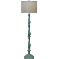 Floor Lamps-Kirkland's Home Blue Traditional Avignon Floor Lamp Tan