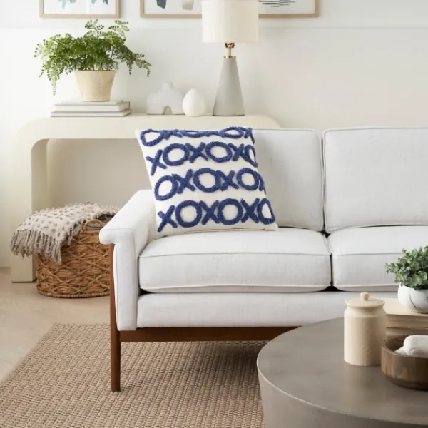 Pillows-Kirkland's Home Blue Tufted Xoxo Cotton Throw Pillow White/Blue