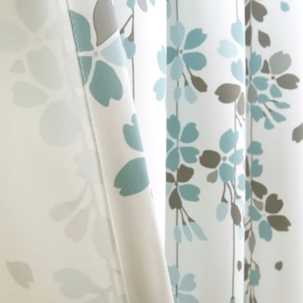 Curtains & Drapes-Kirkland's Home Blue Weeping Flower Curtain Panel Set, 95 In. Blue/Gray/White