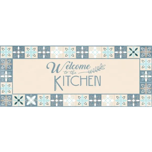 Kitchen & Floor Mats-Kirkland's Home Blue Welcome To The Kitchen Floor Mat, 24X60 Blue/Ivory