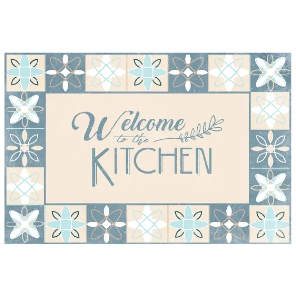 Kitchen & Floor Mats-Kirkland's Home Blue Welcome To The Kitchen Floor Mat, 24X36 Blue/Ivory