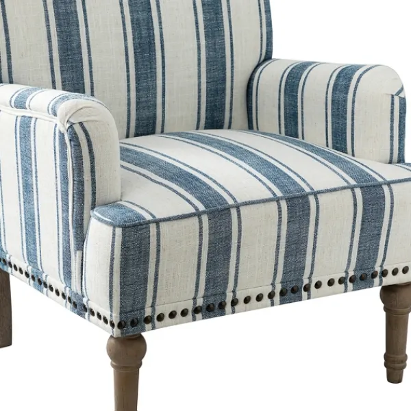 Accent Chairs-Kirkland's Home Blue White Stripe Upholstered Accent Chair Blue/White