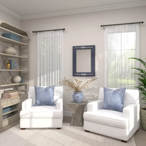 Decorative Mirrors-Kirkland's Home Blue Wood Frame Mirror With White Rope