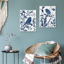 Canvas Art-Kirkland's Home Bluebird Silhouette Canvas Art Prints, Set Of 2 Blue/White