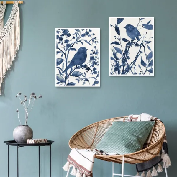 Canvas Art-Kirkland's Home Bluebird Silhouette Canvas Art Prints, Set Of 2 Blue/White