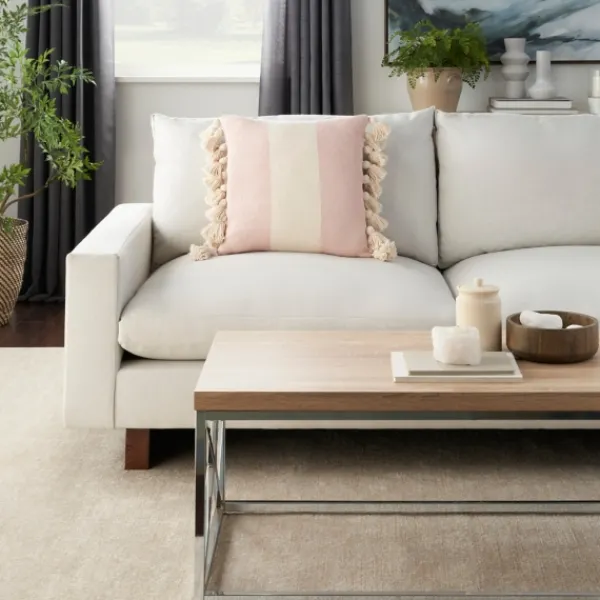 Pillows-Kirkland's Home Blush And Ivory Striped Tassel Pillow Pink/Ivory