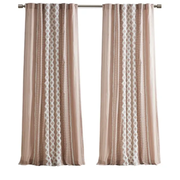 Curtains & Drapes-Kirkland's Home Blush Chenille Stripe Curtain Panel, 84 In. Pink