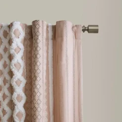 Curtains & Drapes-Kirkland's Home Blush Chenille Stripe Curtain Panel, 84 In. Pink