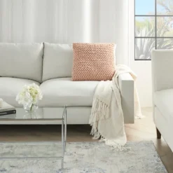 Pillows-Kirkland's Home Blush Looped Yarn Wool Pillow Pink
