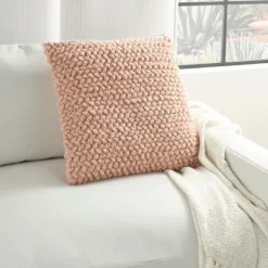 Pillows-Kirkland's Home Blush Looped Yarn Wool Pillow Pink