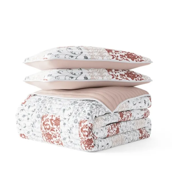 Quilts-Kirkland's Home Blush Patchwork Reversible 3-Pc. King Quilt Set Pink/White/Gray
