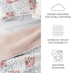 Quilts-Kirkland's Home Blush Patchwork Reversible 3-Pc. King Quilt Set Pink/White/Gray