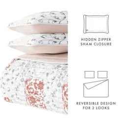 Quilts-Kirkland's Home Blush Patchwork Reversible 3-Pc. King Quilt Set Pink/White/Gray