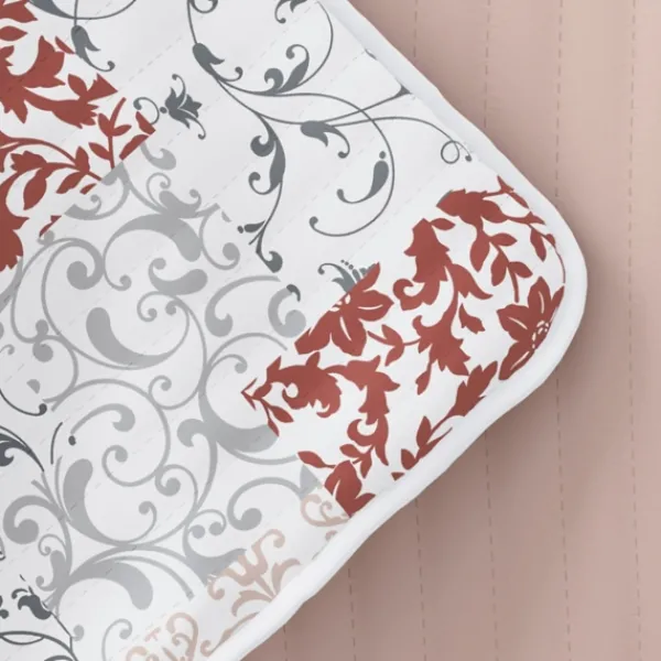 Quilts-Kirkland's Home Blush Patchwork Reversible 3-Pc. Queen Quilt Set Pink/White/Gray