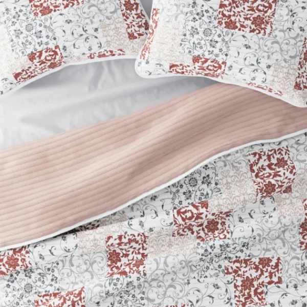 Quilts-Kirkland's Home Blush Patchwork Reversible 3-Pc. Queen Quilt Set Pink/White/Gray
