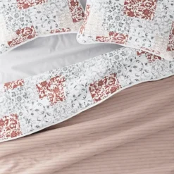 Quilts-Kirkland's Home Blush Patchwork Reversible 3-Pc. Queen Quilt Set Pink/White/Gray
