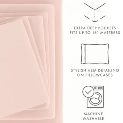Bed Sheets-Kirkland's Home Blush Ultra Soft 6-Pc. Full Sheet Set Pink