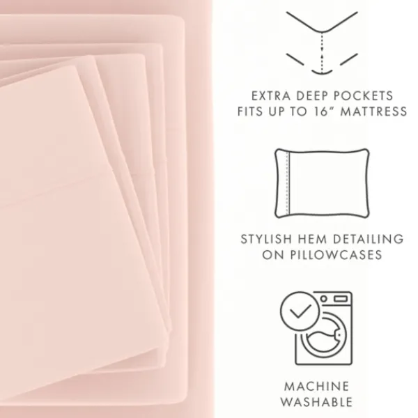 Bed Sheets-Kirkland's Home Blush Ultra Soft 6-Pc. Full Sheet Set Pink