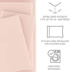 Bed Sheets-Kirkland's Home Blush Ultra Soft 4-Pc. Twin Sheet Set Pink