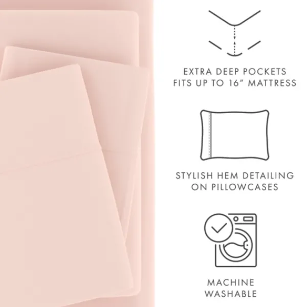 Bed Sheets-Kirkland's Home Blush Ultra Soft 3-Pc. Twin Sheet Set Pink