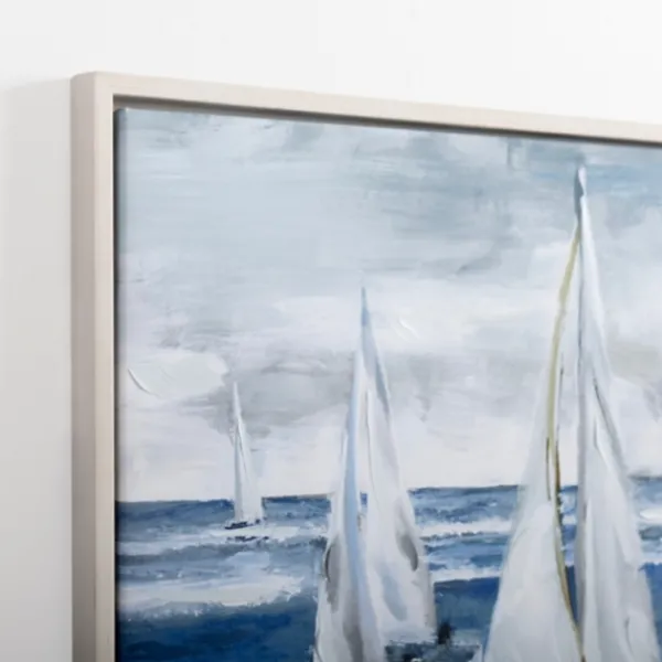 Canvas Art-Kirkland's Home Boats Sail Away Framed Canvas Art Print Blue/White